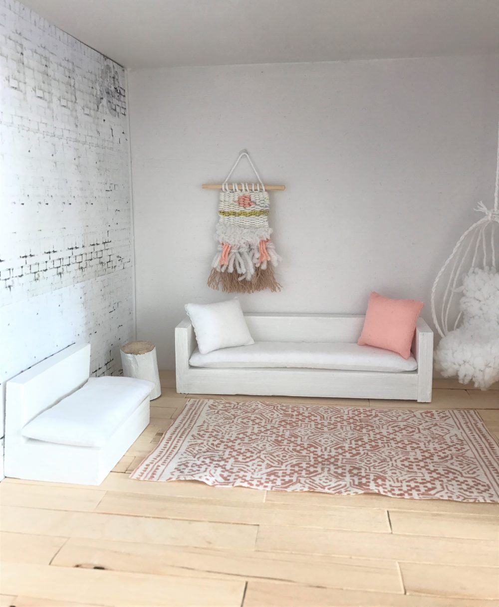 Lounge bank voor het poppenhuis handgemaakt (let op levertijd)