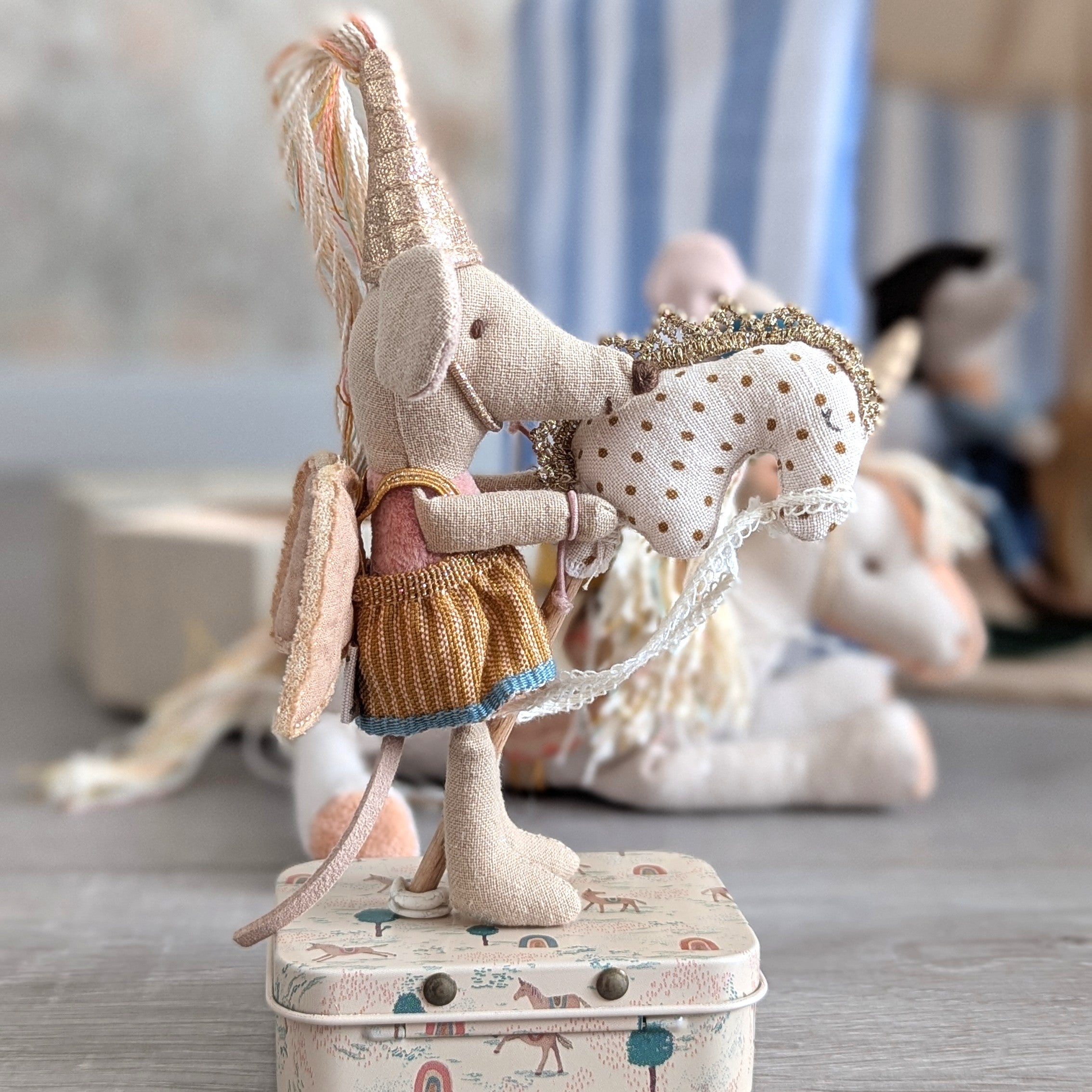 Skattich tent handgemaakt blauw gestreept