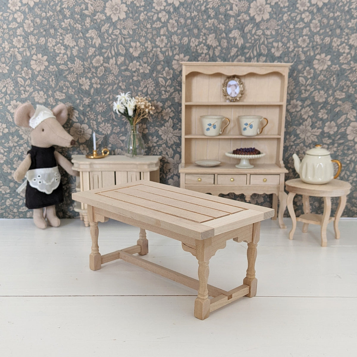 Eettafel lang naturel hout