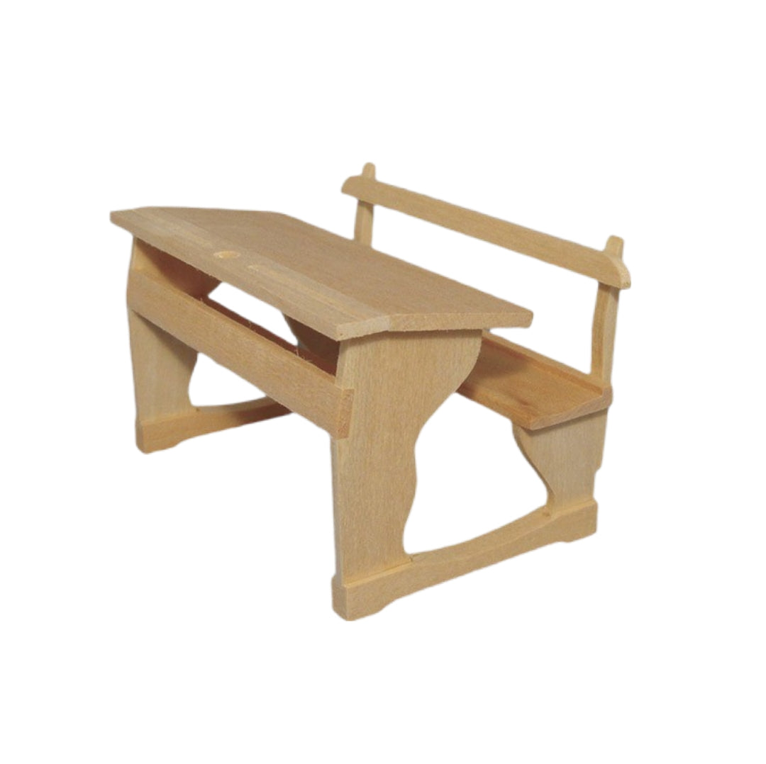 Miniatuur houten schoolbank