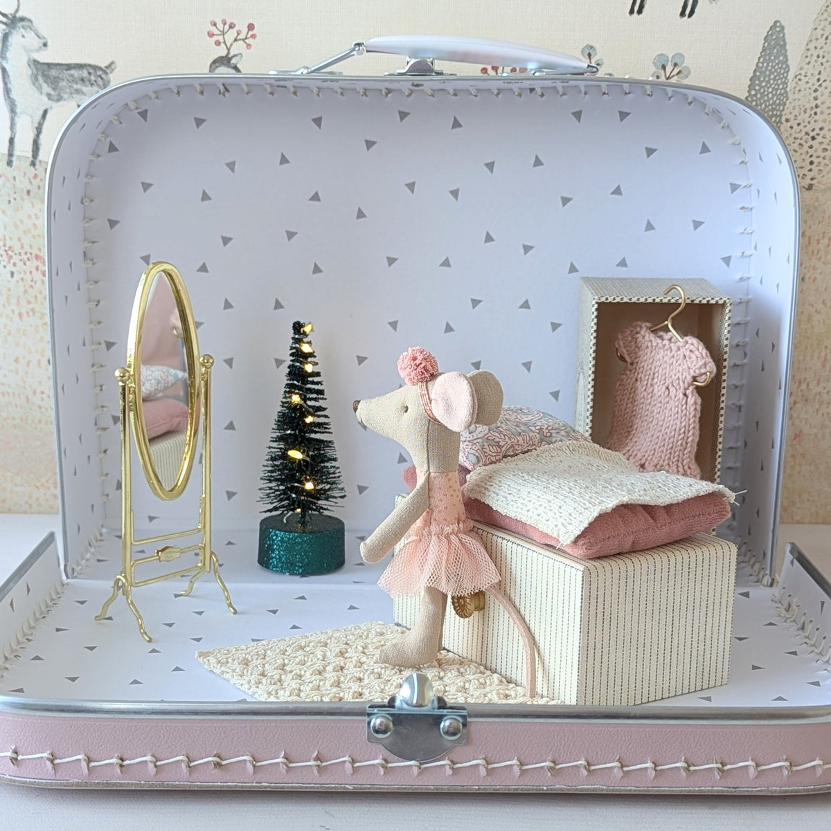 Maileg koffertje kerst met set ballerina in daybed (compleet als foto) Laatste!