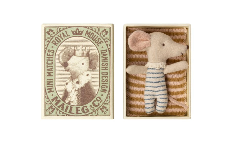 Maileg baby muis sleepy/wakey in doosje, jongen/boy