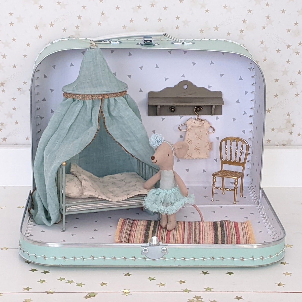 Maileg koffertje ballerina kamertje / Suitcase dollhouse mint
