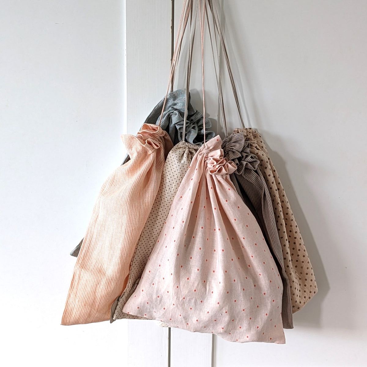 Maileg zak groot groene strepen / bag large green stripes