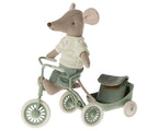 Maileg driewieler fiets voor muis in garagebox, rood / abri a tricycle, mouse, red