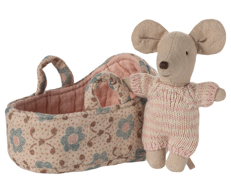 Maileg Baby Muis in Draagmand - Rose