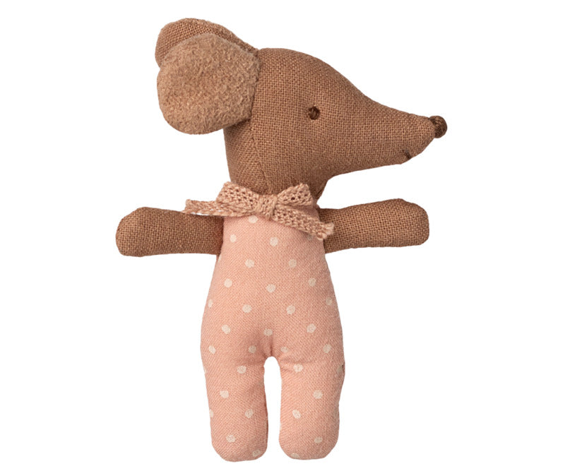 Maileg slapen/wakker baby muis in doosje, rose nieuw