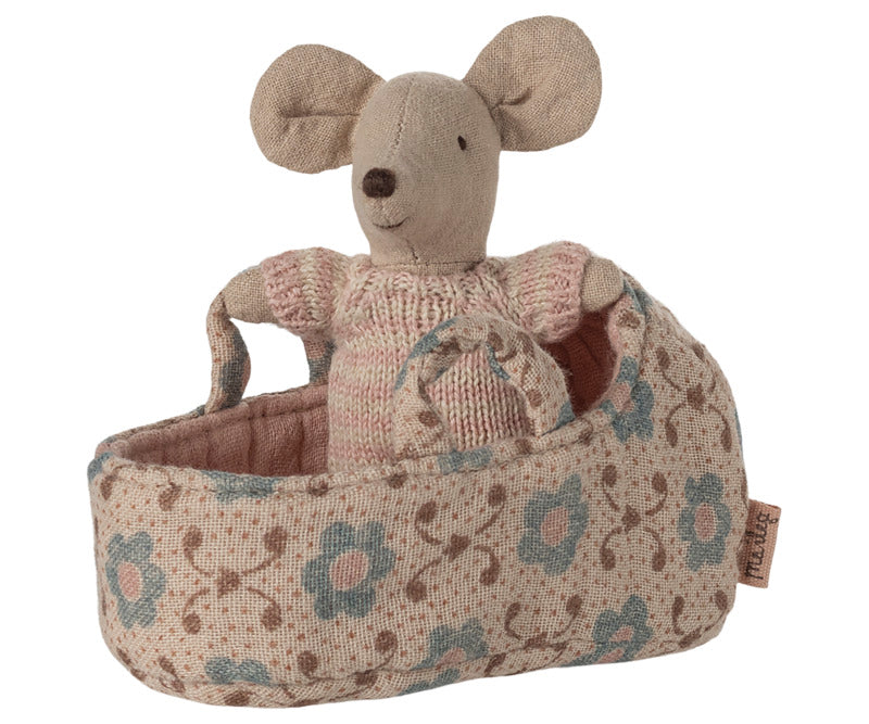 Maileg Baby Muis in Draagmand - Rose