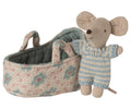 Maileg Babymaus im Tragekorb - Blau