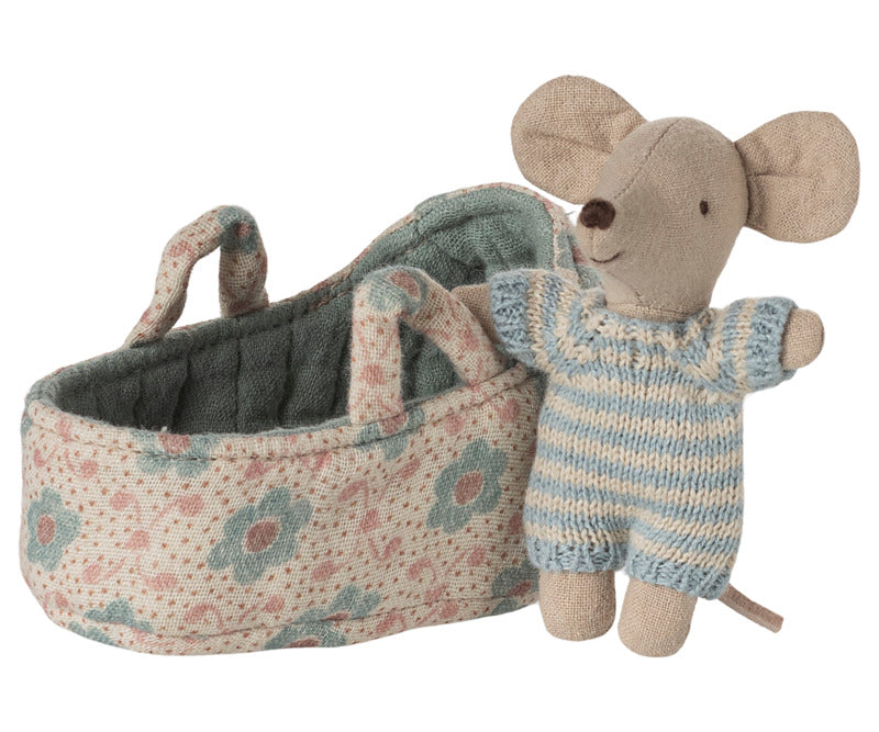 Maileg Baby Muis in Draagmand - Blue