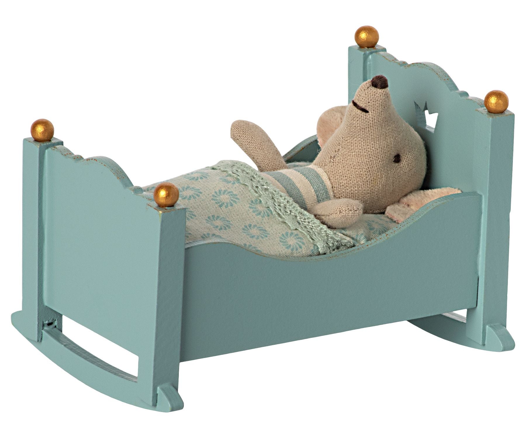 Maileg Cradle baby mouse Blue