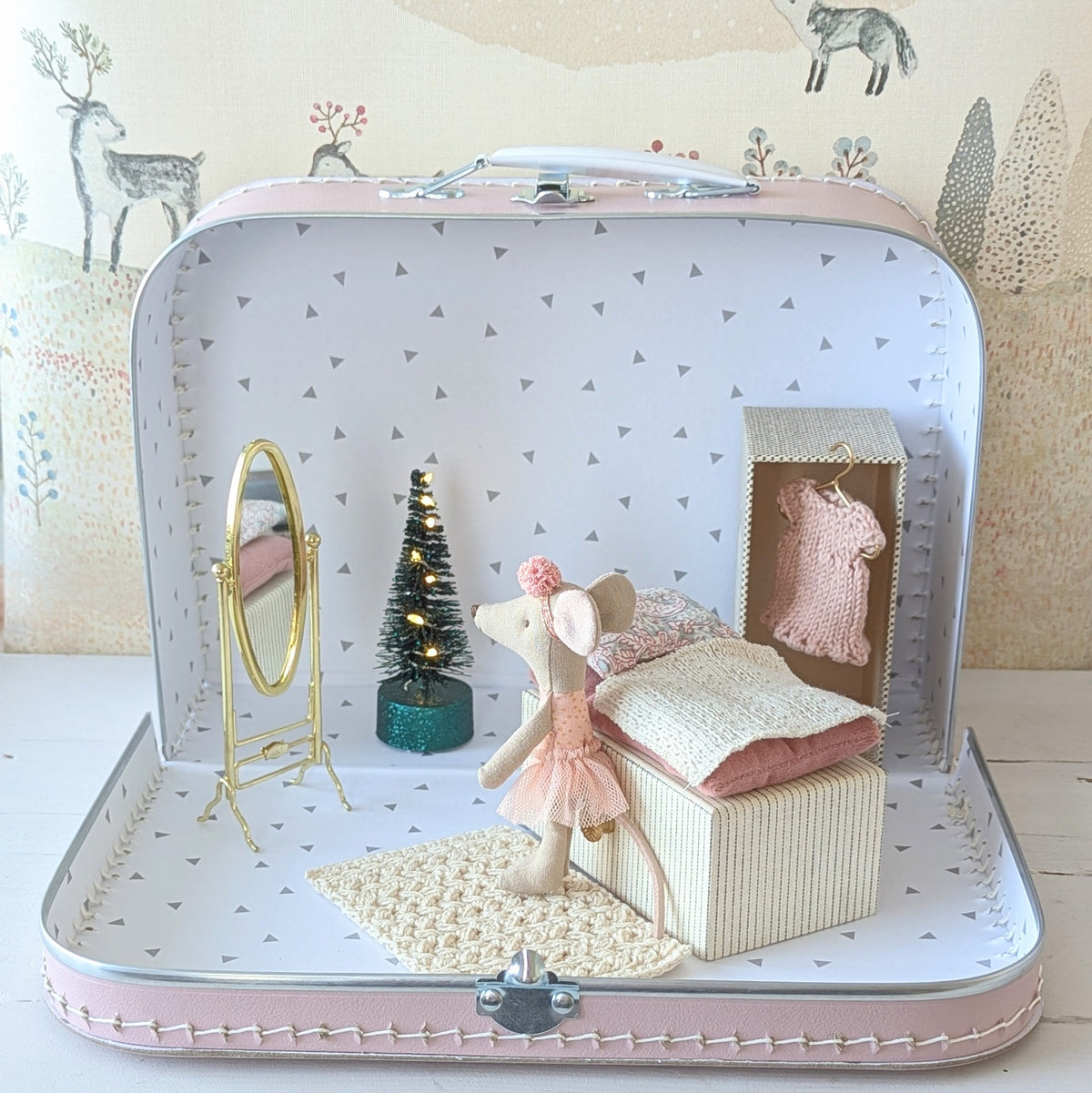 Maileg koffertje kerst met set ballerina in daybed (compleet als foto) Laatste!