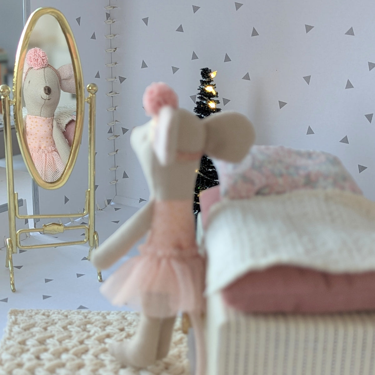Maileg koffertje kerst met set ballerina in daybed (compleet als foto) Laatste!