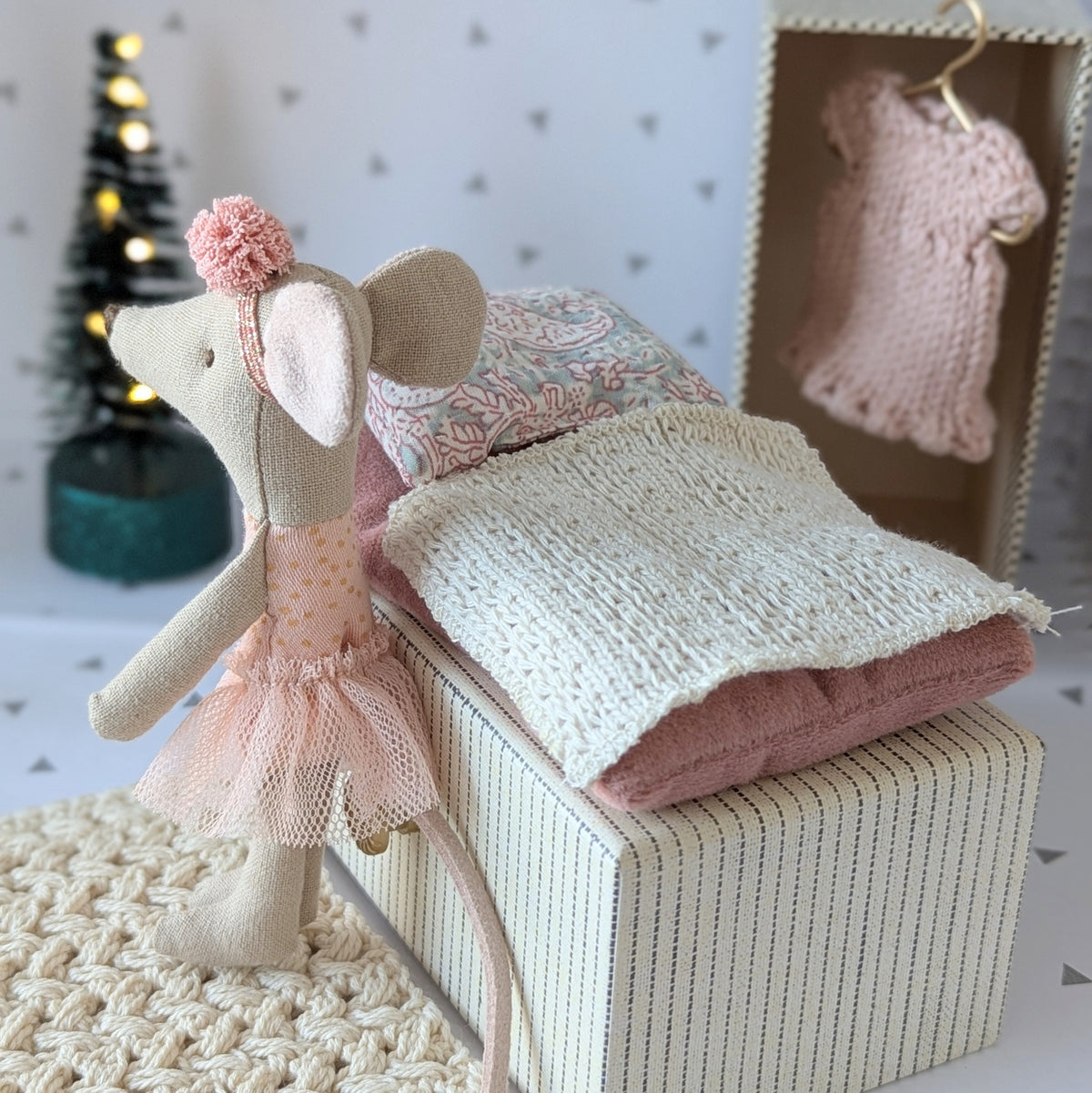Maileg koffertje kerst met set ballerina in daybed (compleet als foto) Laatste!