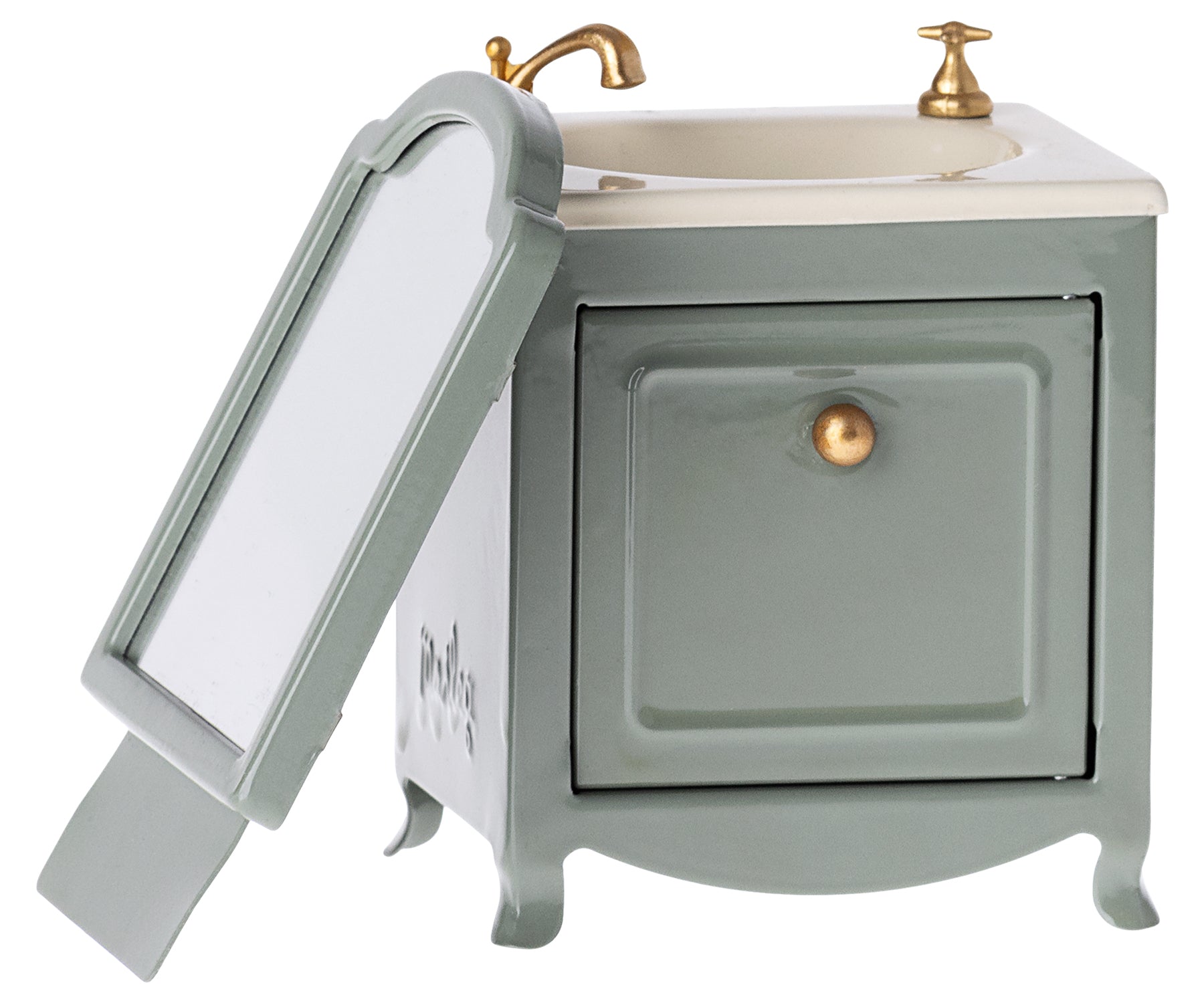 Maileg wastafel/sink dresser w. mirror, mouse dark mint