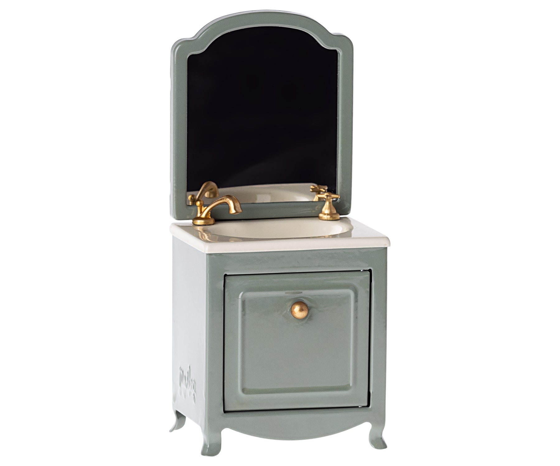 Maileg wastafel/sink dresser w. mirror, mouse dark mint