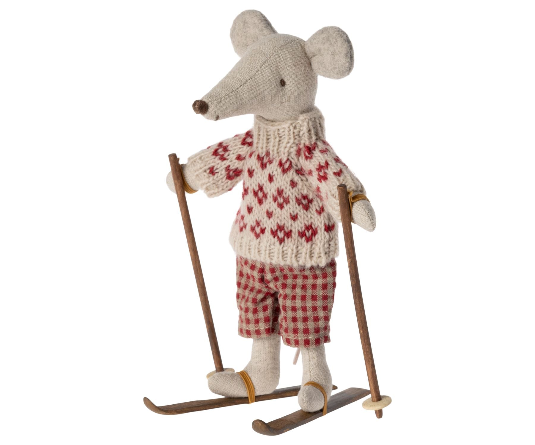 Maileg Ski en skistokken / Ski and ski poles mum and dad mouse