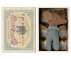 Maileg slapen en wakker baby muis in luciferdoosje blauw / Sleepy wakey baby mouse in matchbox blue