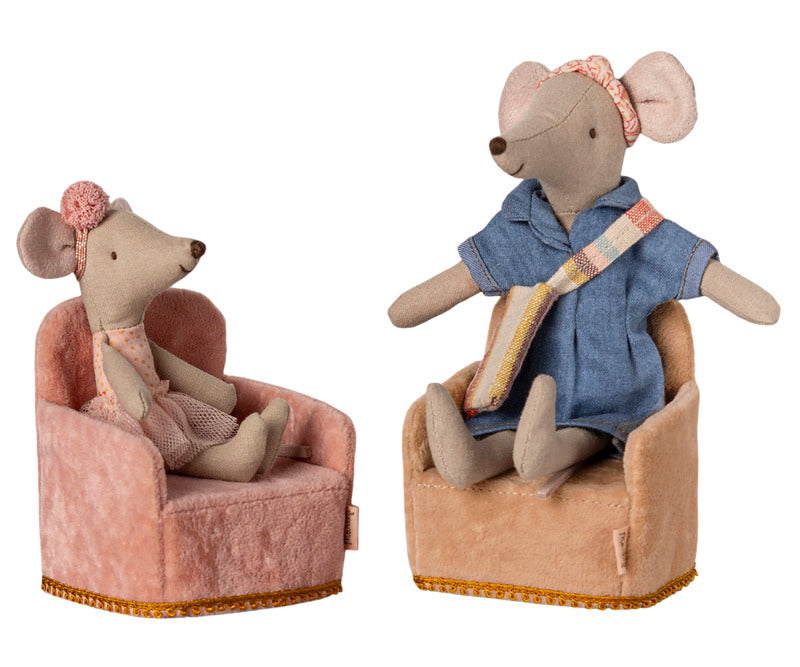 Maileg zitstoel, muis, poederroze