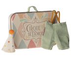 Maileg set little sister and suitcase clown