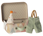 Maileg set little sister and suitcase clown