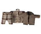 Maileg jasje, broek en stropdas in koffertje, Opa muis  / jacket, pants and tie in suitcase, grandpa Mouse