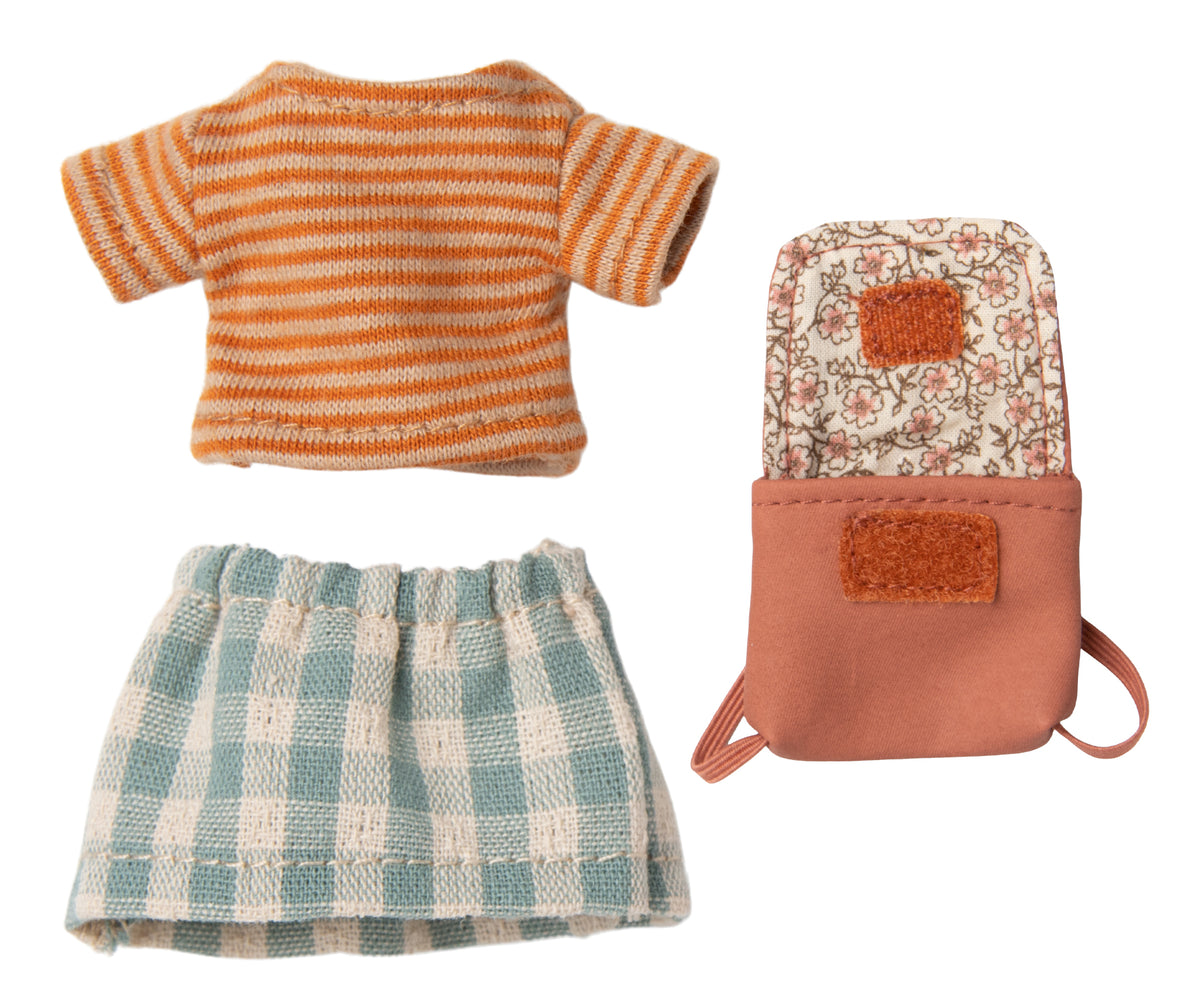 Maileg grote zus muis kleding en rugzak / clothes and bag, big sister mouse Old rose