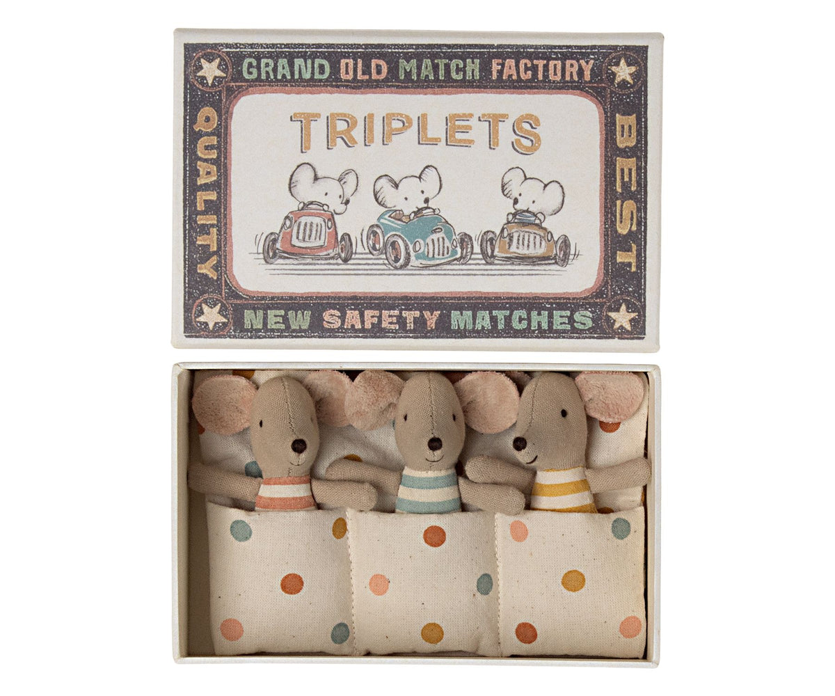 Maileg Triplet baby mice in matchbox