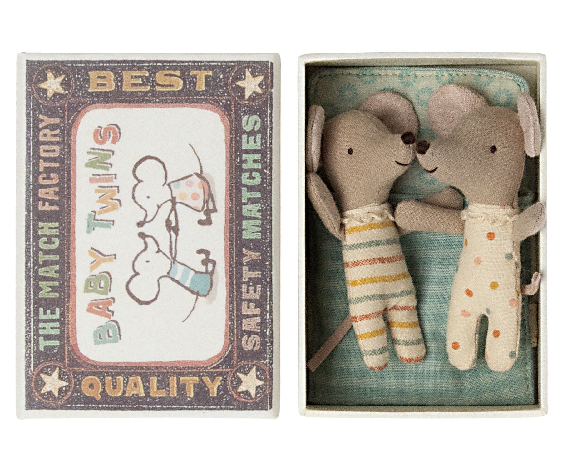 Maileg Twins baby mice in matchbox