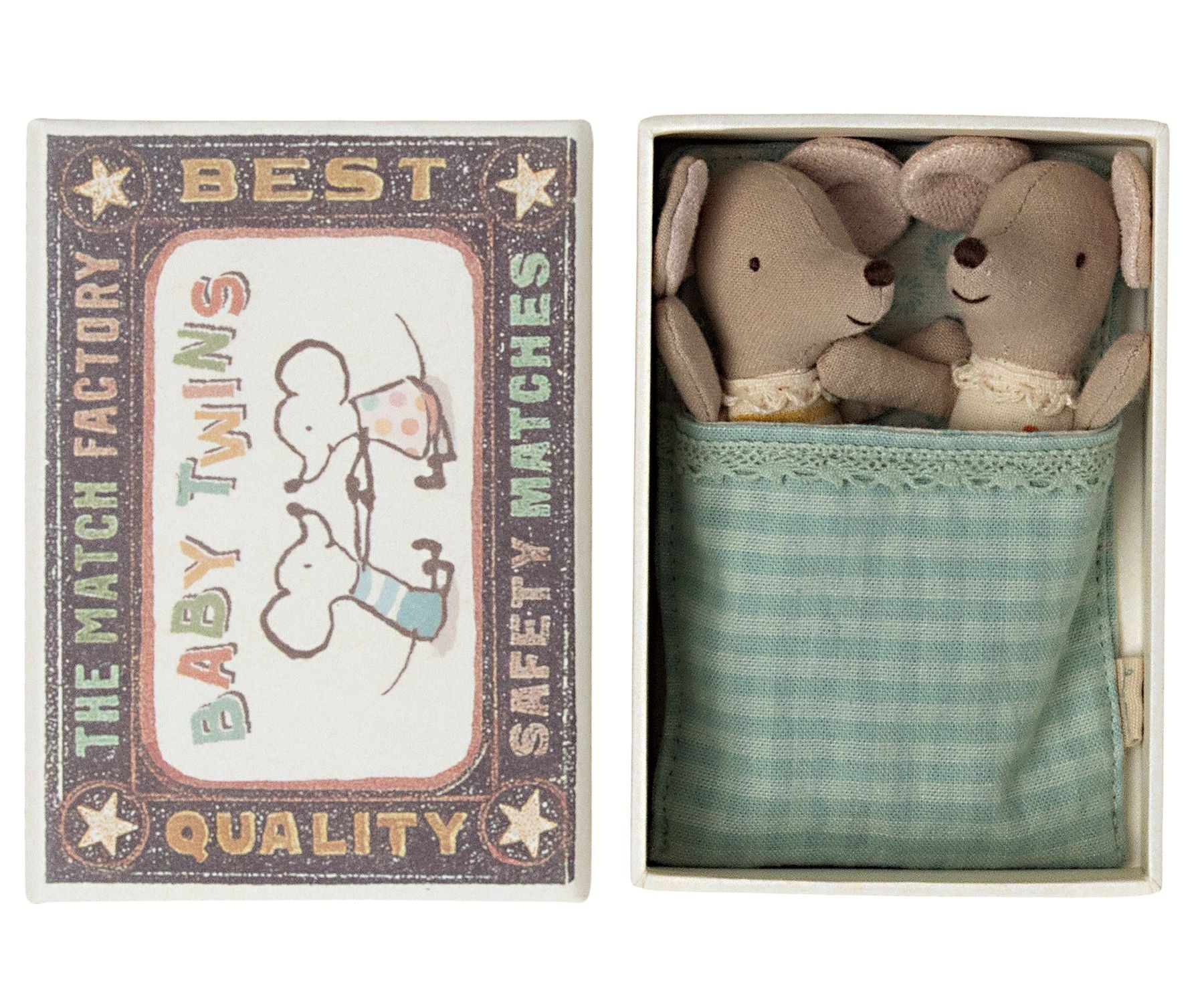 Maileg Twins baby mice in matchbox