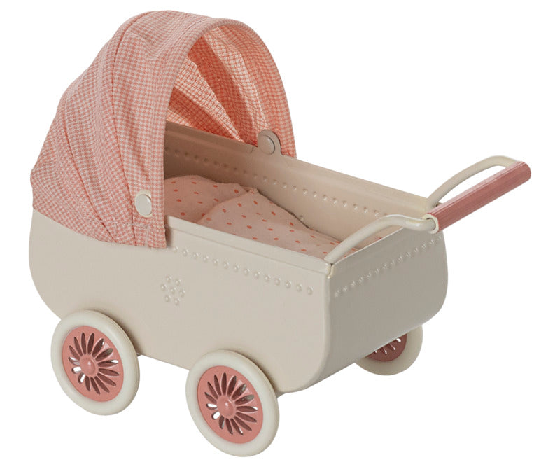 Maileg kinderwagen voor muis, koraal