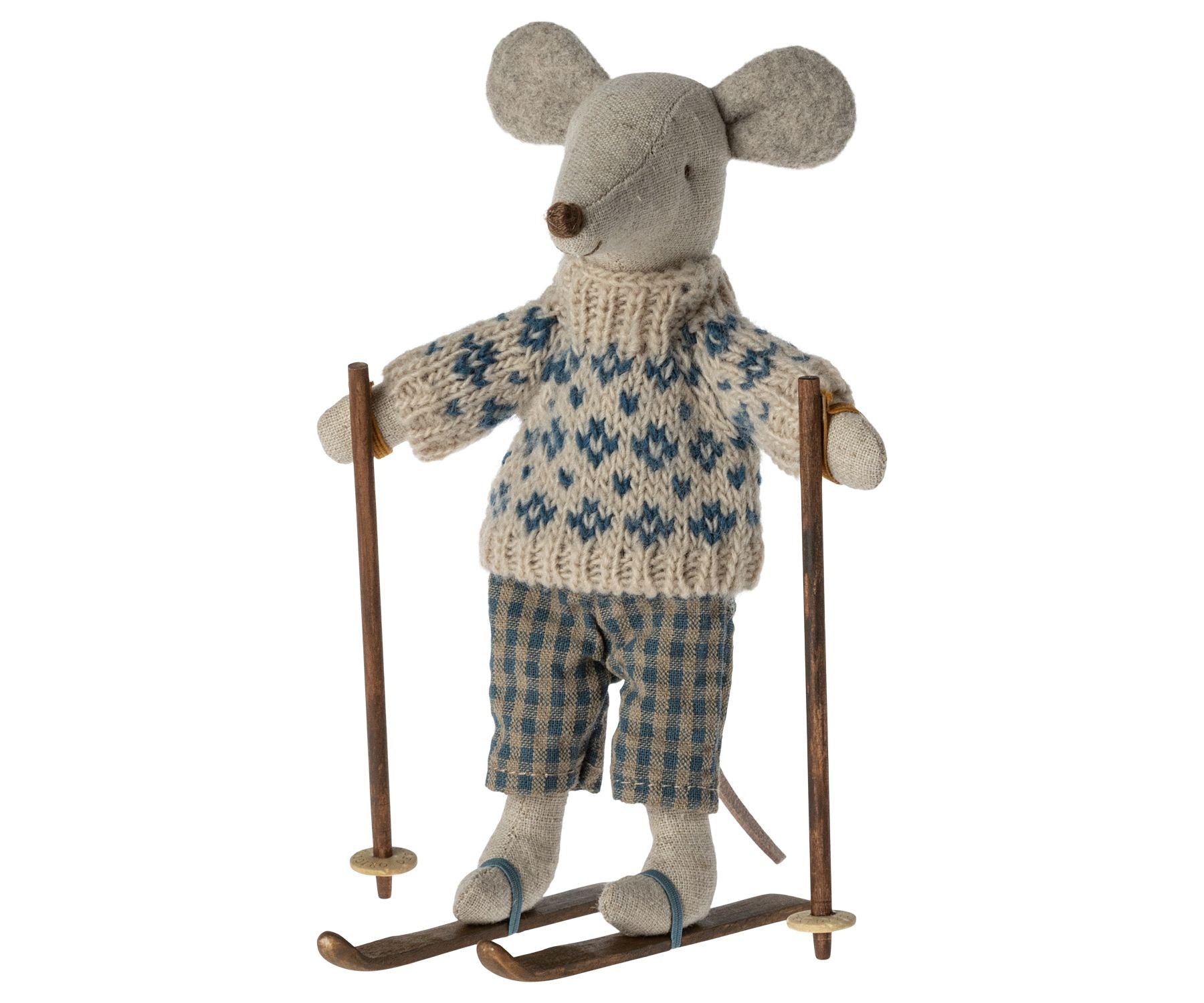 Maileg Ski en skistokken / Ski and ski poles mum and dad mouse