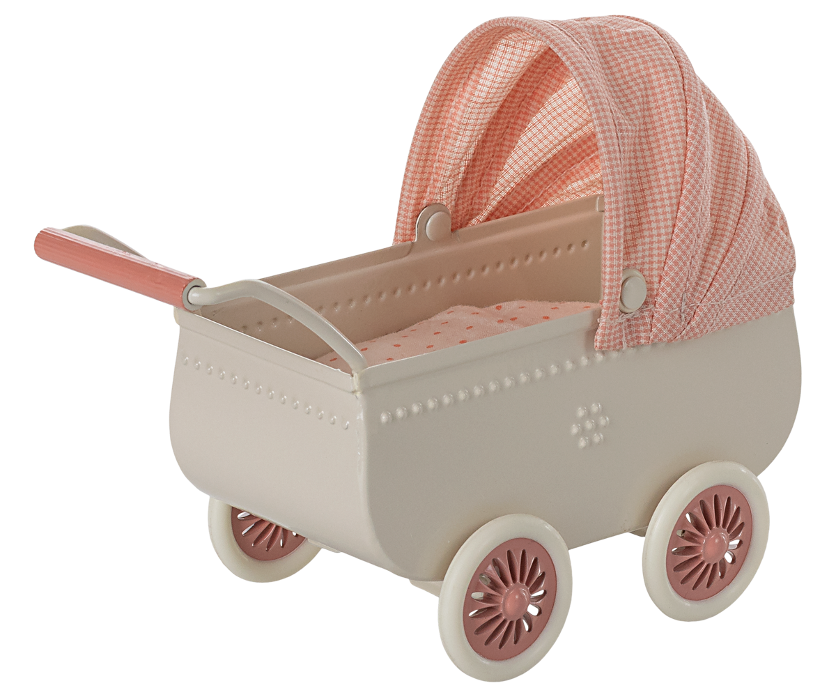 Maileg kinderwagen voor muis, koraal