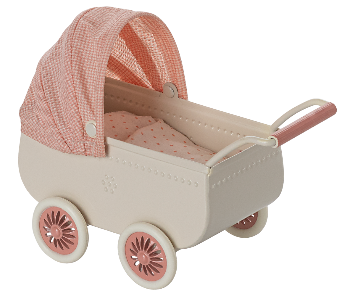 Maileg kinderwagen voor muis, koraal