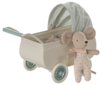 Maileg stroller with baby mouse