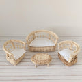 Rotan bankje met stoelen en tafeltje