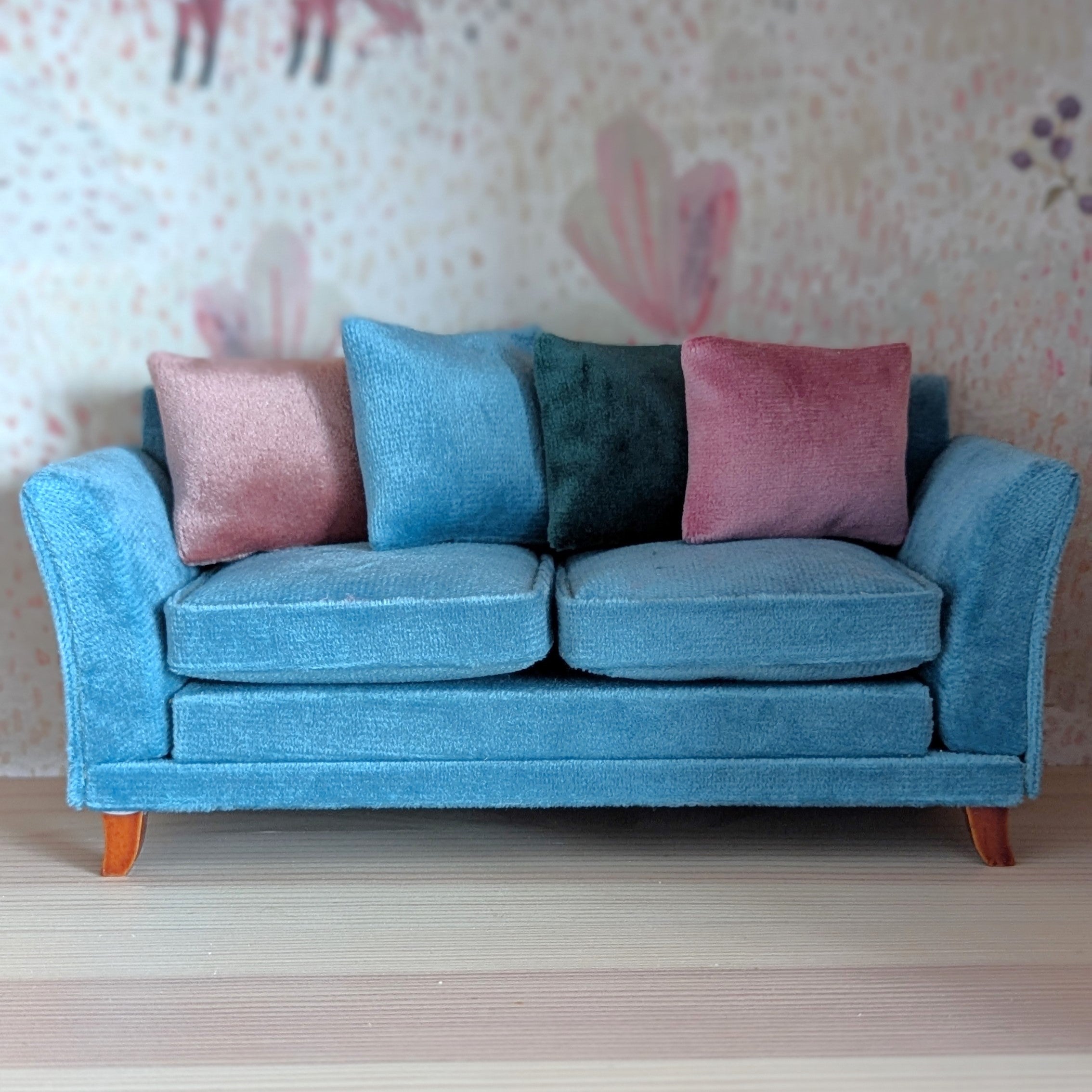 Bank teal blauw fluweel