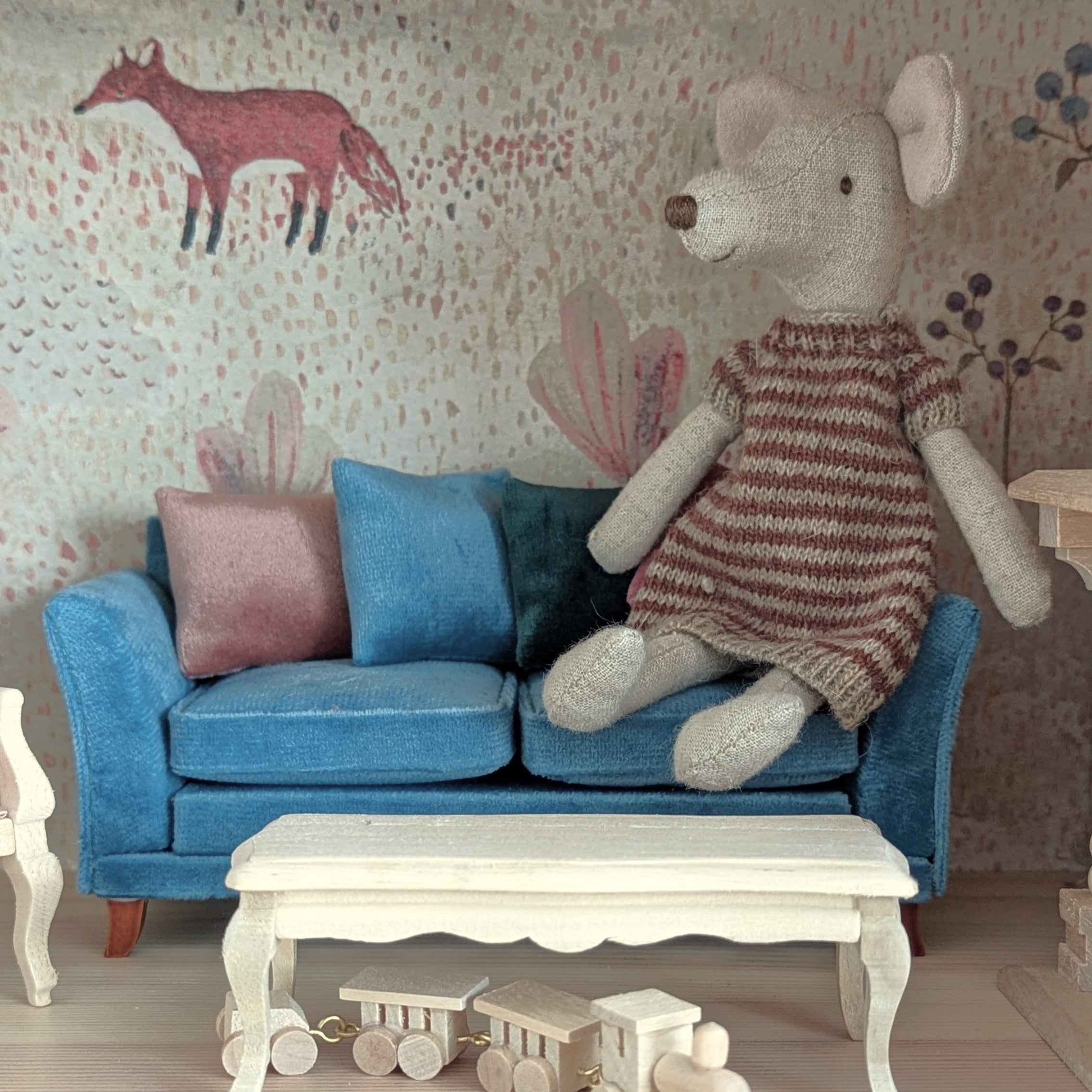 Bank teal blauw fluweel