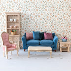 Bank teal blauw fluweel