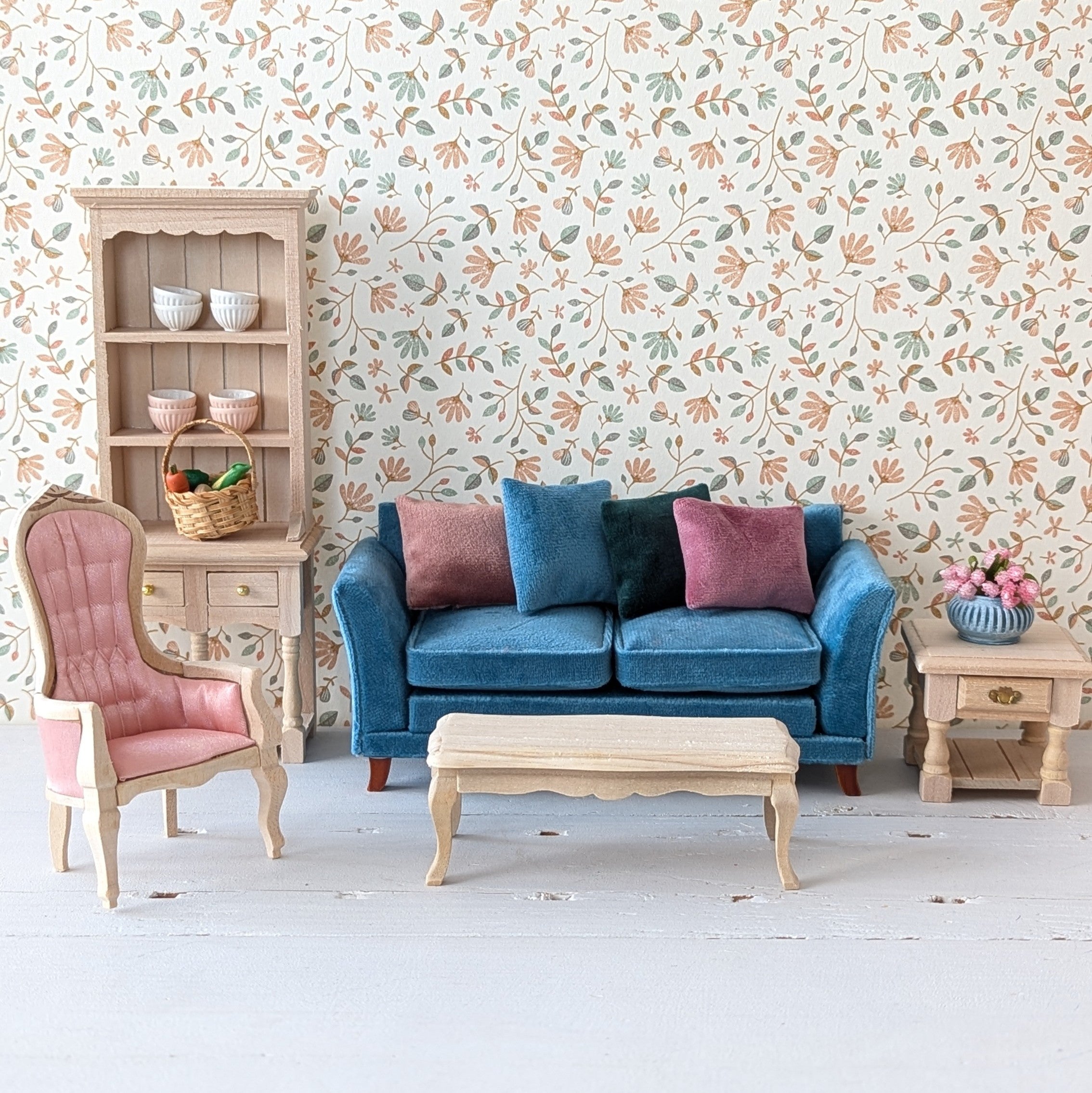 Bank teal blauw fluweel