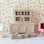 Miniatuur poppenhuis voor het poppenhuis hout