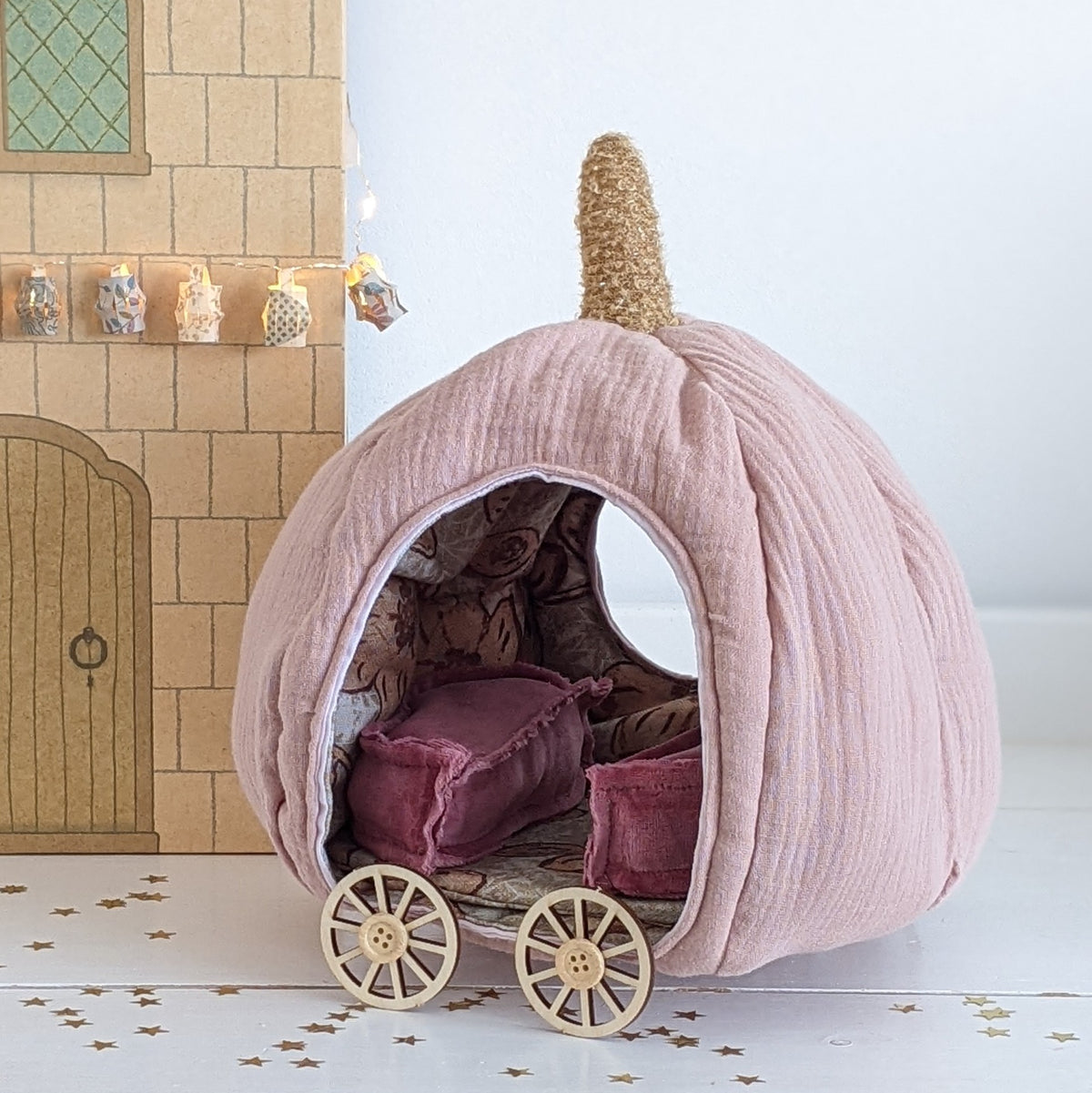 Pompoen koets pink / pumpkin carriage handgemaakt