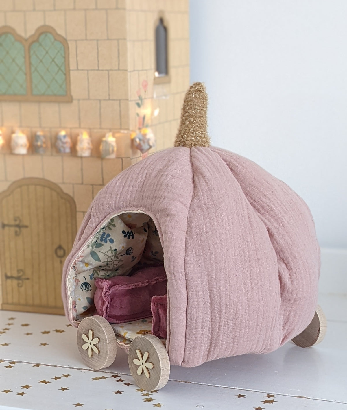 Pompoen koets vintage pink / pumpkin carriage handgemaakt (kopie)