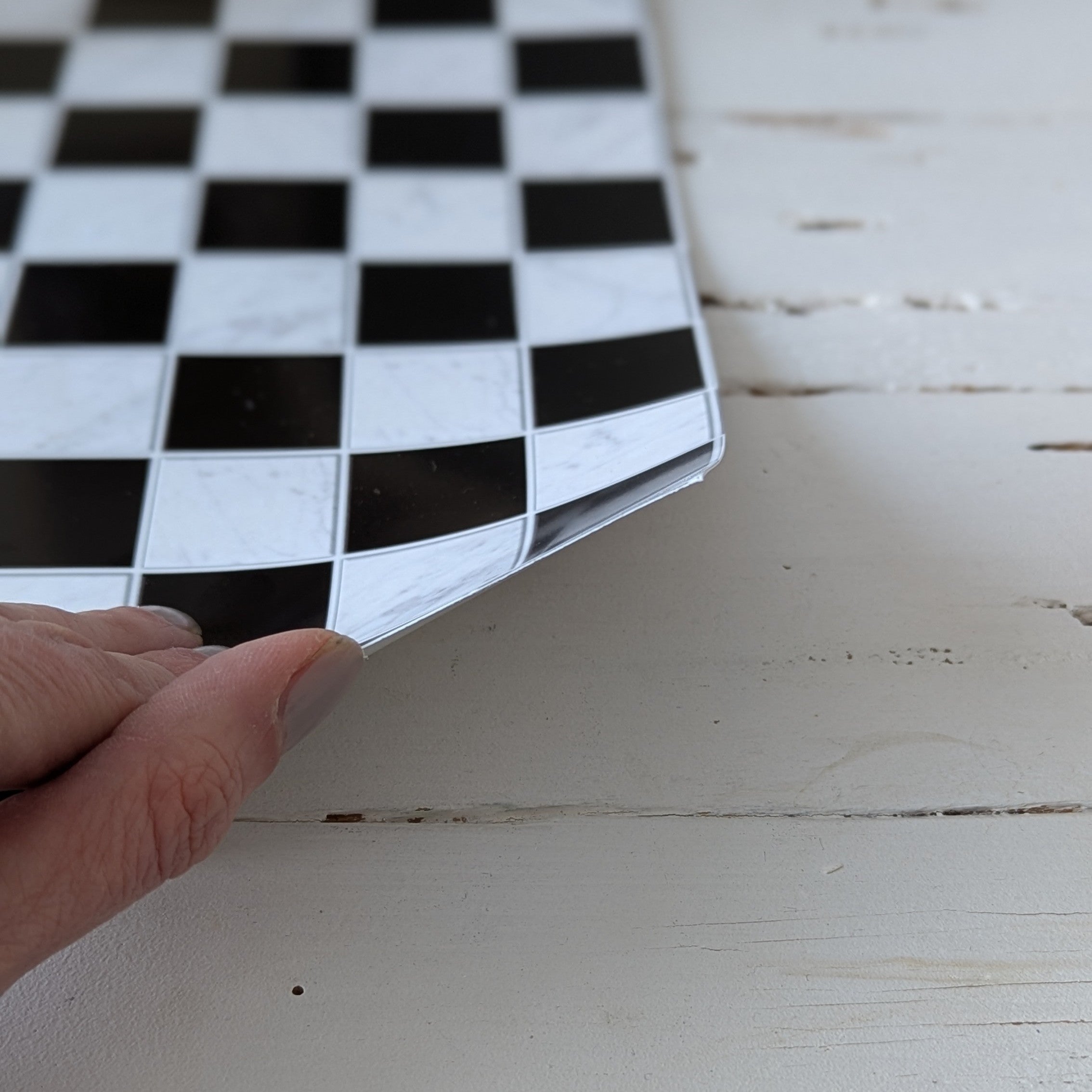 Miniatuur 'schooltijd' vloer geblokt zwart wit