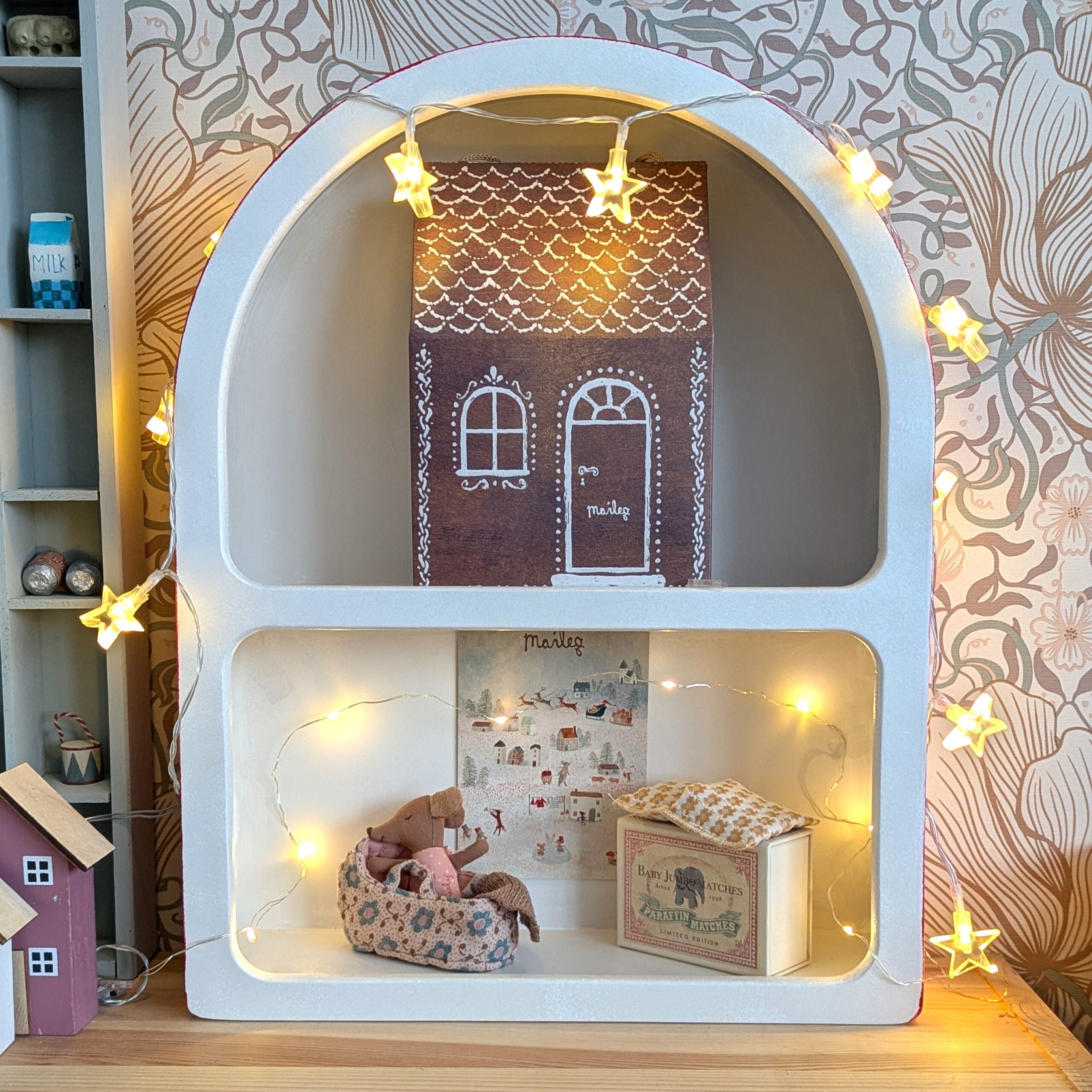 Limited edition: Set Maileg babymuis in doosje en draagwieg roze + cadeautasje