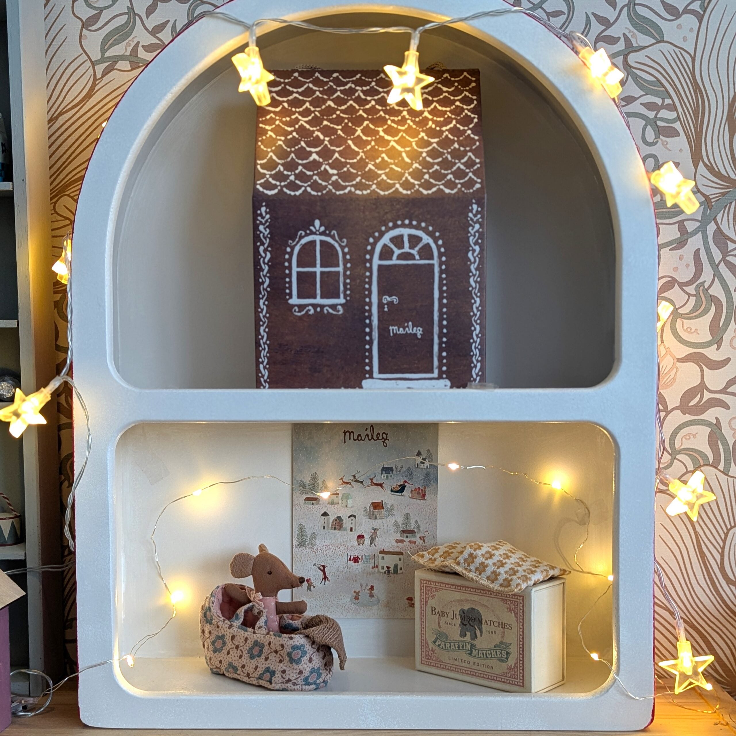 Limited edition: Set Maileg babymuis in doosje en draagwieg roze + cadeautasje