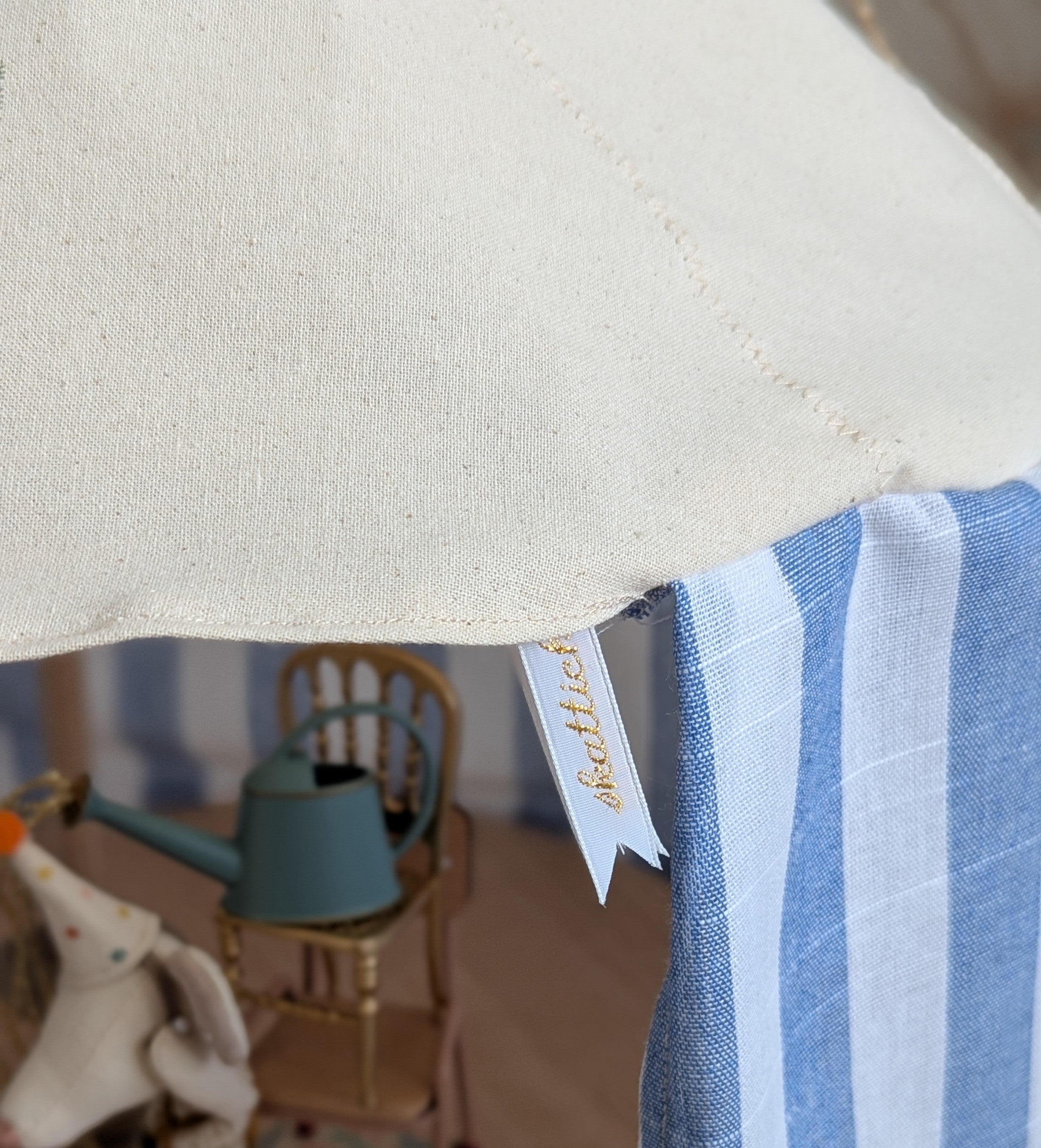 Skattich tent handgemaakt blauw gestreept