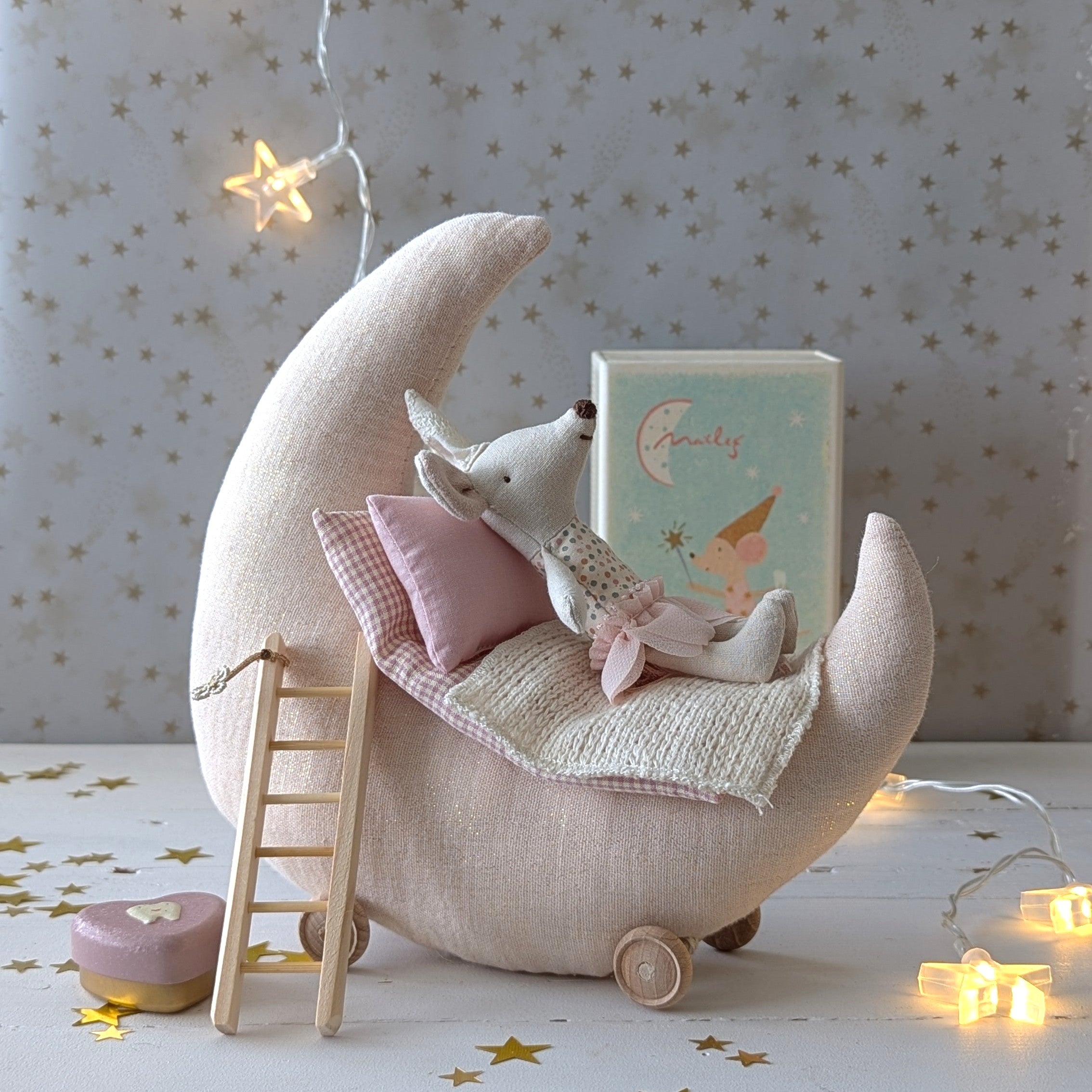 Maan 'Tot aan de maan en terug...' met Maileg tandenfee (set) voor Wendy