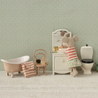 Tandenborstel beker tandpasta toilettas Maileg voor het muizenhuis en poppenhuis koraal 1