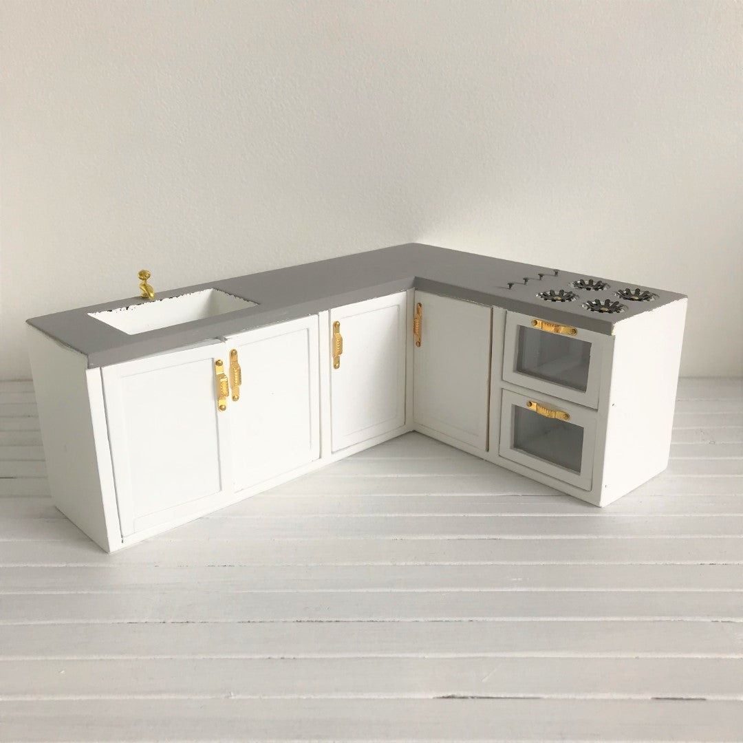 *Keukenblok wit met grijs blad